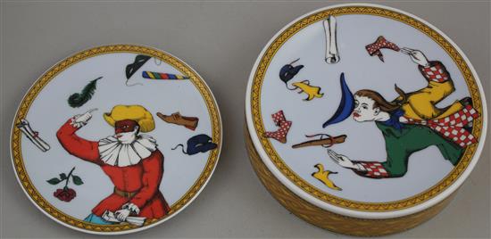 Fornasetti for Rosenthal: Four Commedia dellArte items, 9cm, the majority boxed (5)